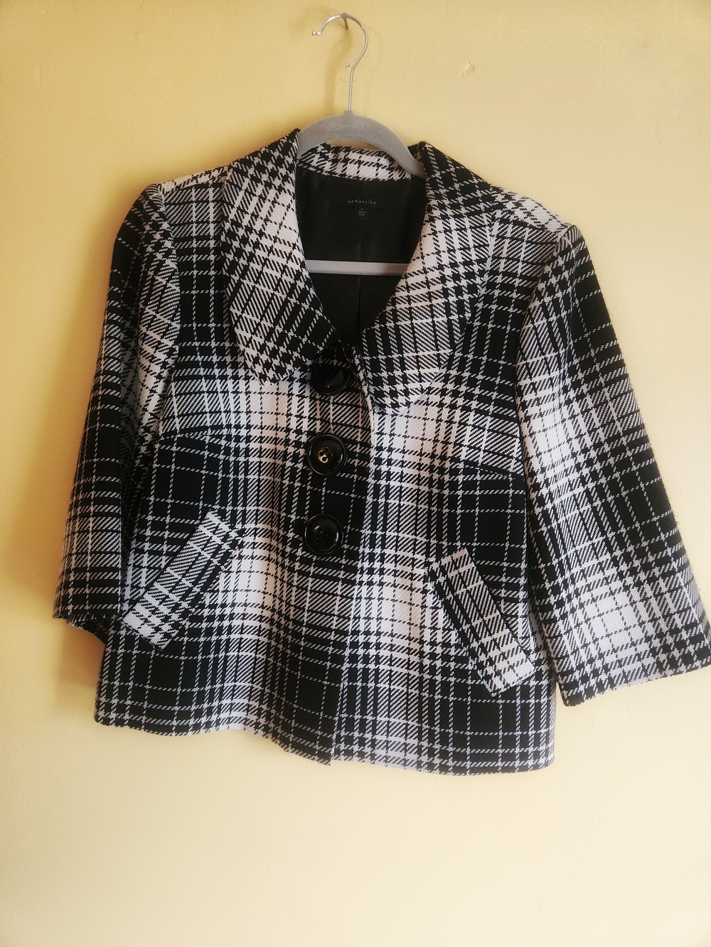 Semantiks Black Plaid Trim Jacket